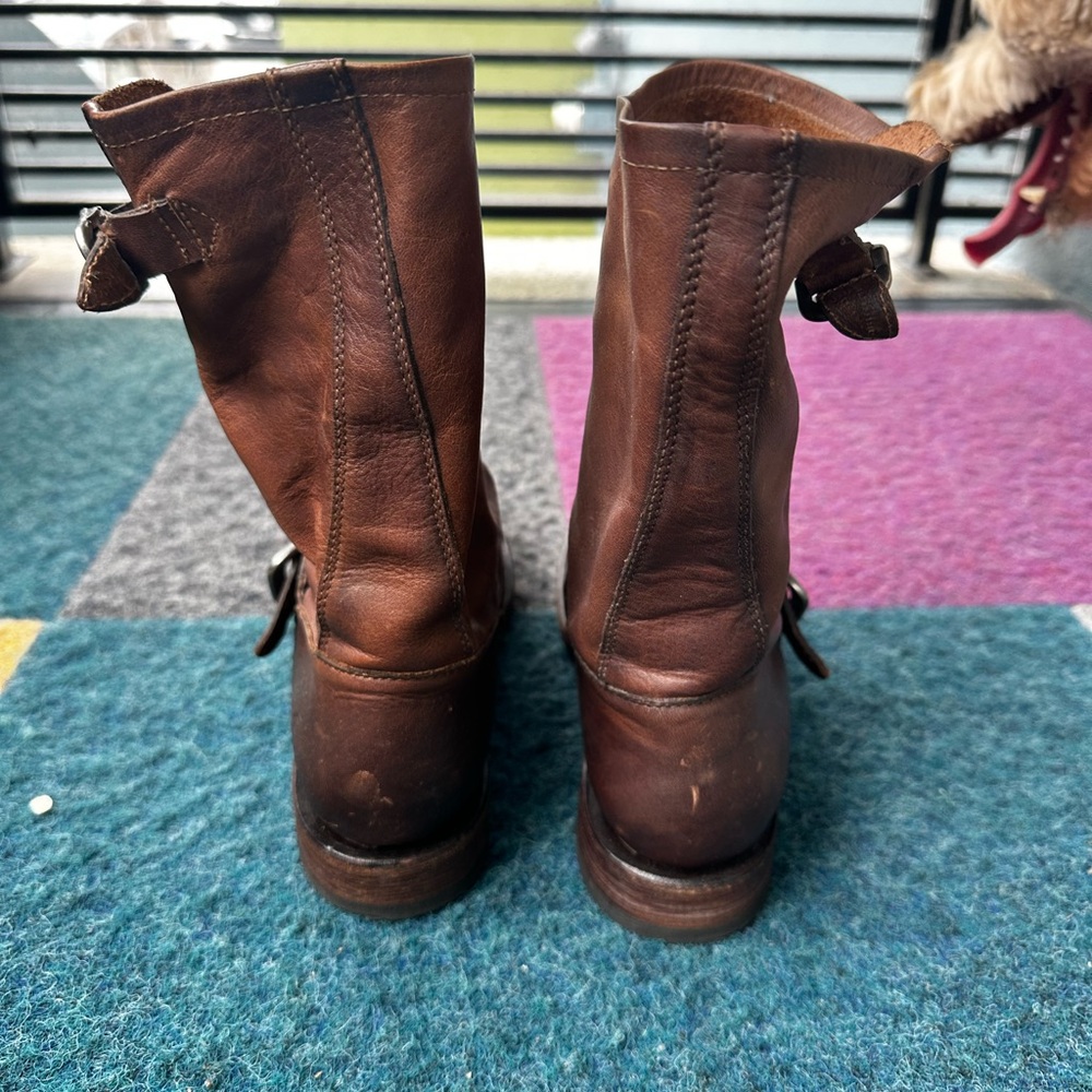Veronica Frye Brown Leather Moto Boots - Picture 4 of 8